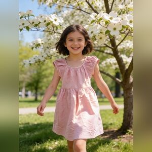 Bella Luna by Strasburg Pink 100% Silk Cap Sleeve Dress Size 5Y